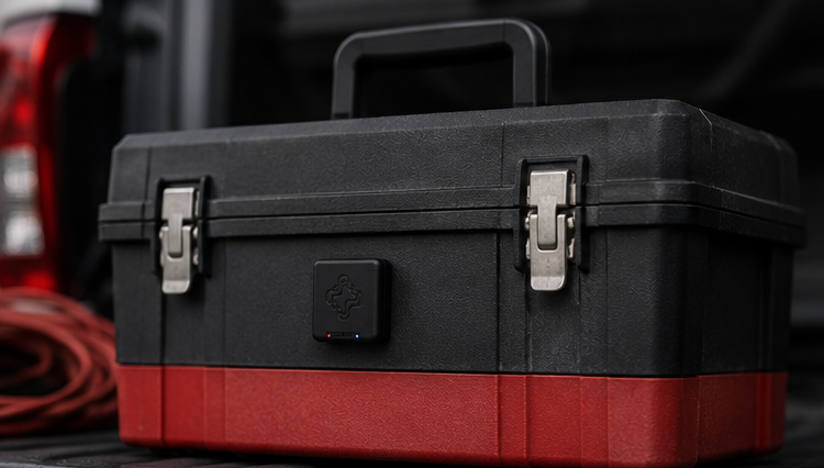 Juxta tag on a job-site toolbox
